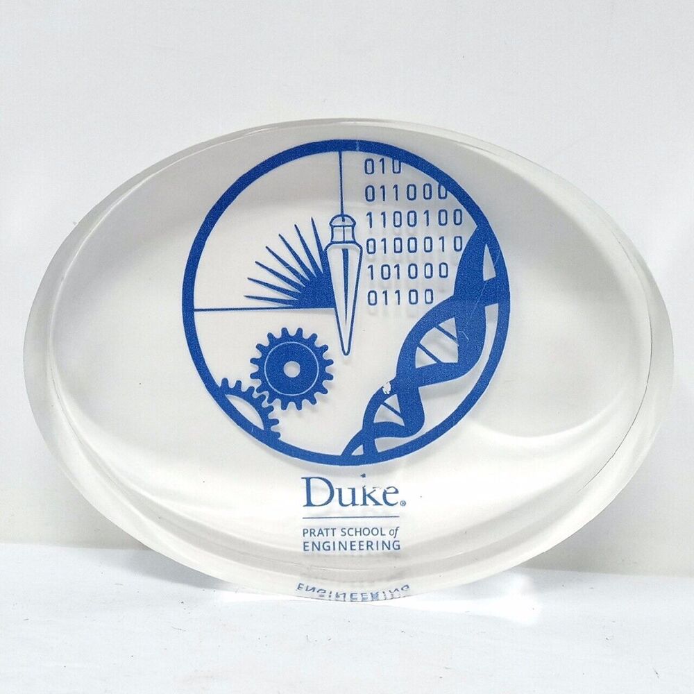 Duke University Pratt School of Engineering Blue Devils Lucite Oval Paperweight